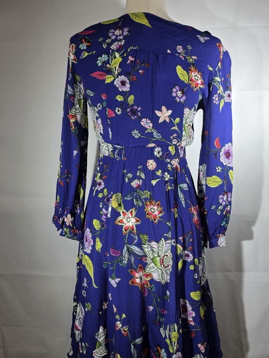 Maeve Anthropologie Maplewood Blue Floral Long Sleeve Button Front Dress XS - Picture 3 of 7